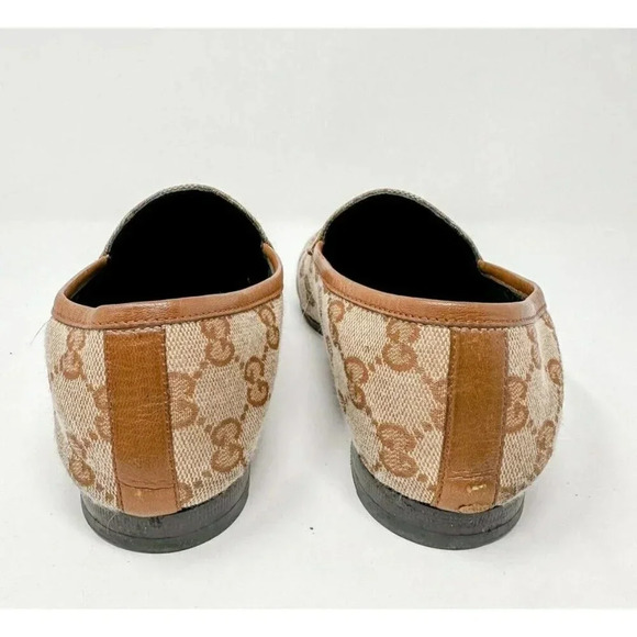 GUCCI Jordaan Tan GG Canvas Horsebit Loafer Size 38 EU SIZE US 8 - Picture 5 of 11
